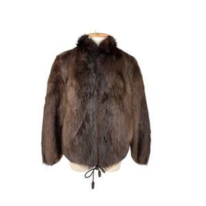 Vintage Kramer’s Fur Coat Parka Short Drawstring Women’s Old Money Quiet Luxury